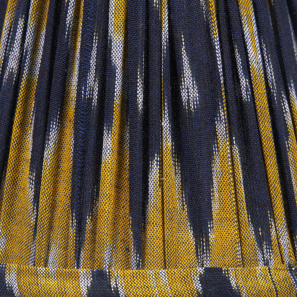 Suri 16 cm Navy and Yellow Ikat Patterned Mushroom Pleat Tapered Lampshade