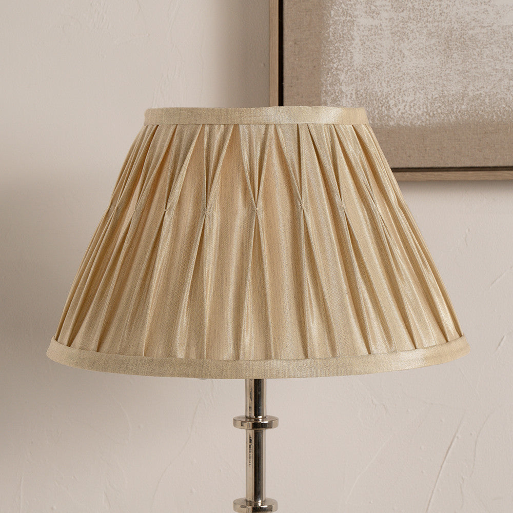 Garbo 45cm Gold Silk Mix Pinch Pleat Tapered Lampshade