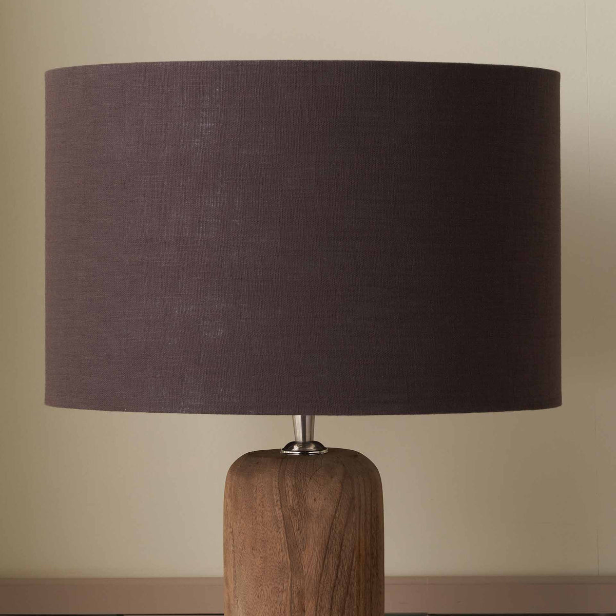 Lino 35cm Bitter Chocolate Self Lined Linen Cylinder Lampshade