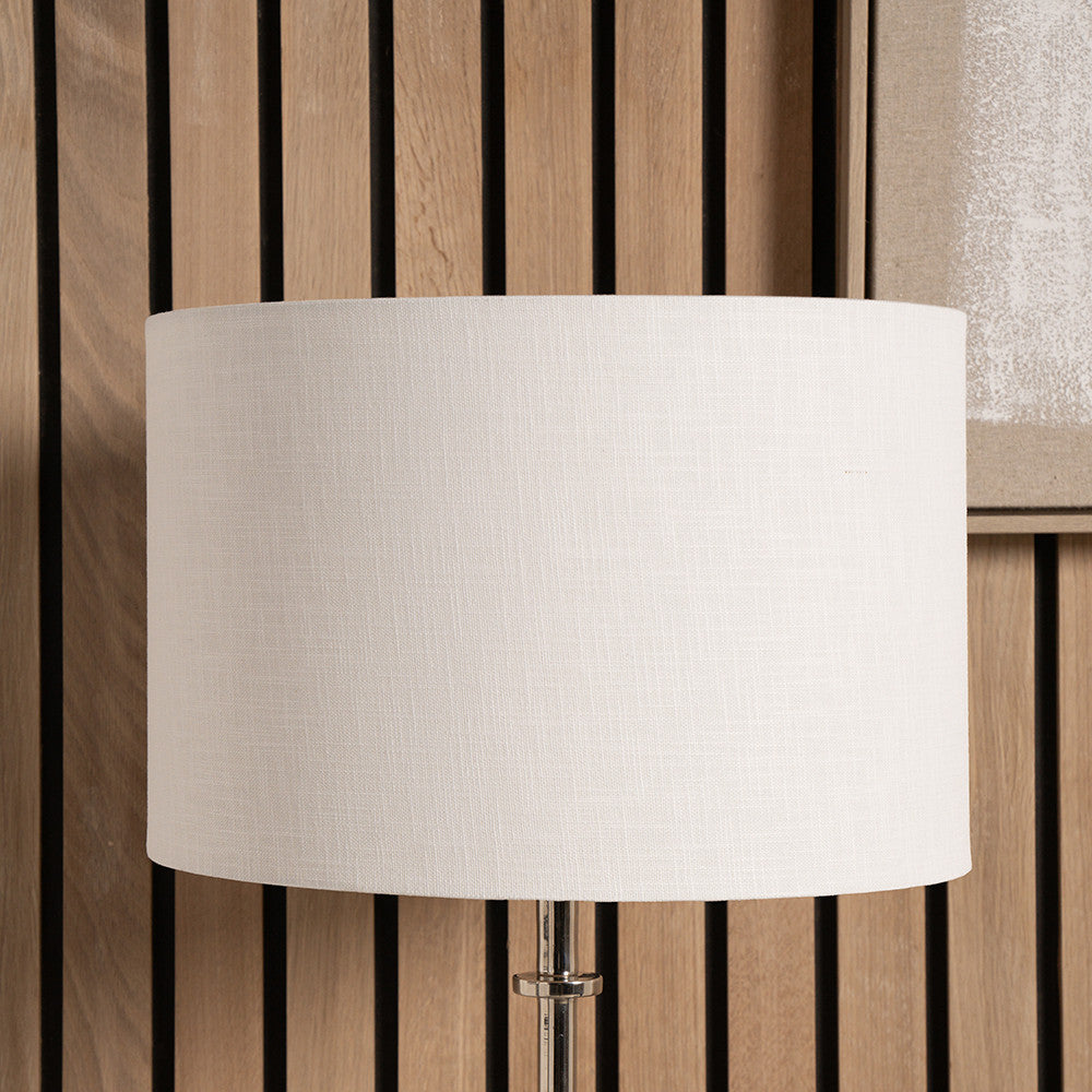 Lino 45cm White Self Lined Linen Drum Shade } OUTLET