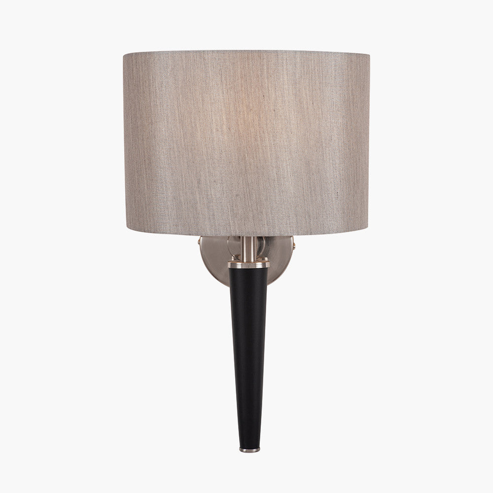 Lowry Brushed Silver and Matt Black Metal Wall Lamp