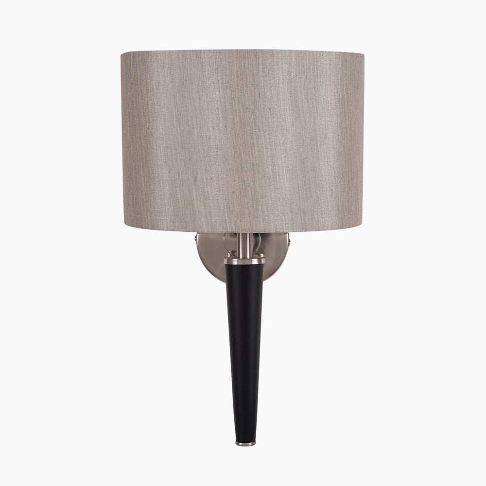 Lowry Brushed Silver and Matt Black Metal Wall Lamp