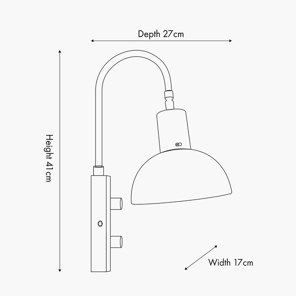 Mayfair Matt Black Domed Task Wall Light