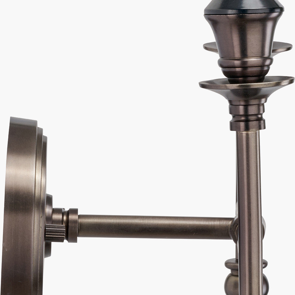 Piero Antique Bronze Metal Double Wall Light with Pelham 15cm White Handloom Tapered Lemon Clip Lampshades