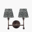 Piero Antique Bronze Metal Double Wall Light with Vienna 16cm Black Chevron Mushroom Pleat Lampshade