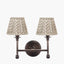 Piero Antique Bronze Metal Double Wall Light with Vienna 16cm Taupe Chevron Mushroom Pleat Lampshade
