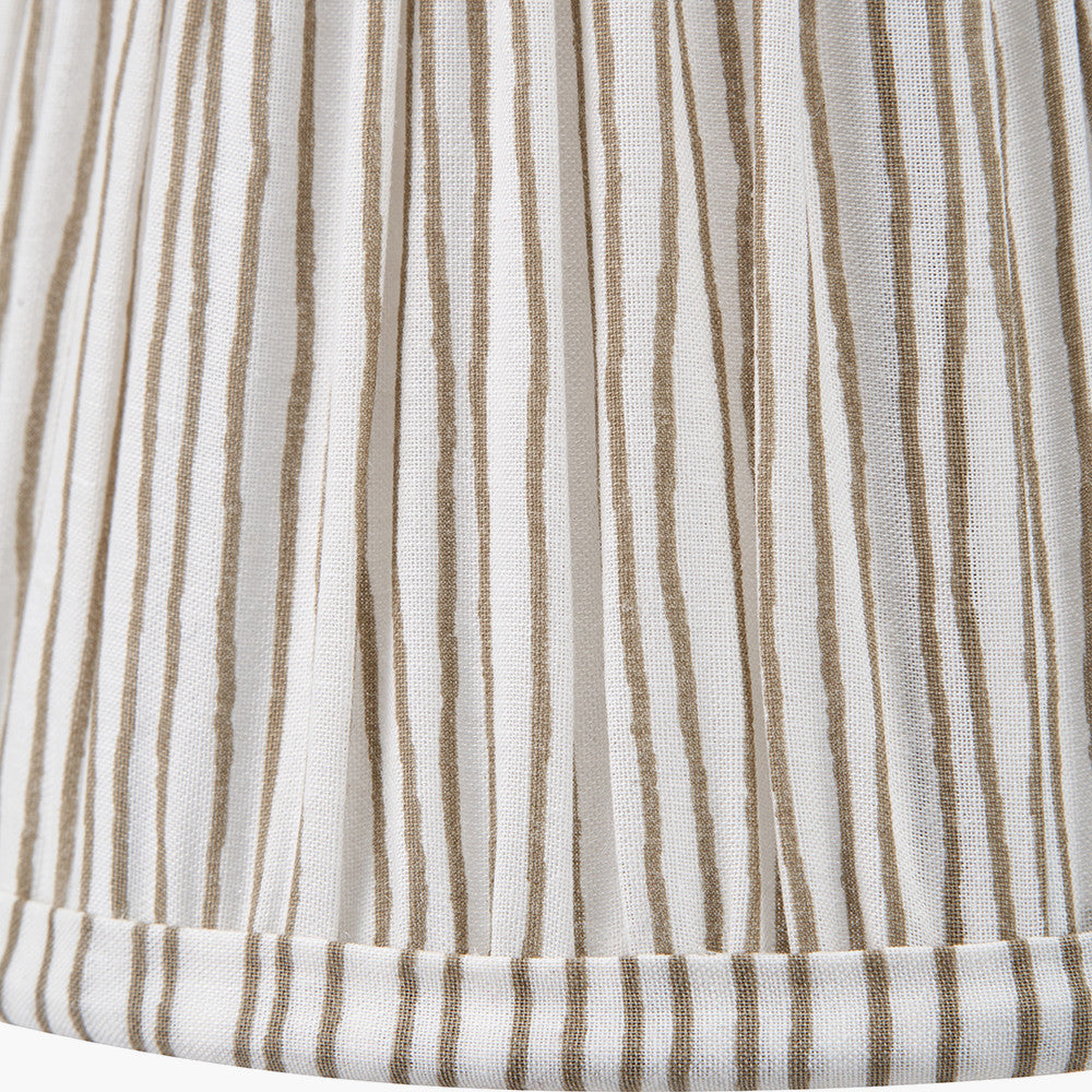 Piero Antique Bronze Metal Double Wall Light with Thiago 14cm Natural Stripe Mushroom Pleat Tall Tapered Candle Clip Lampshade