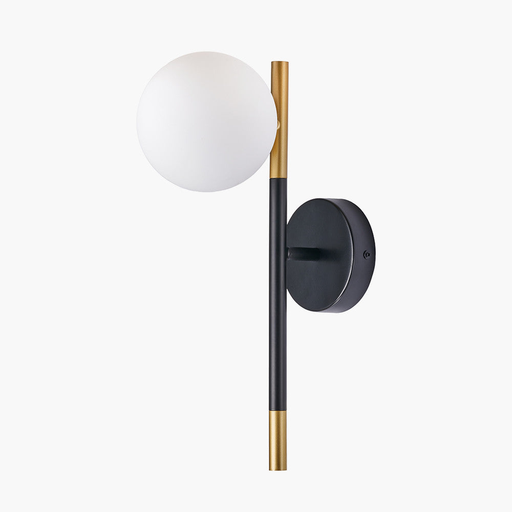 Wanda White Orb and Black Metal Wall Light
