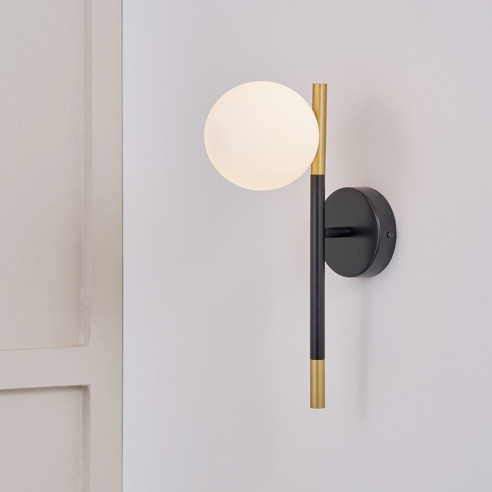 Wanda White Orb and Black Metal Wall Light