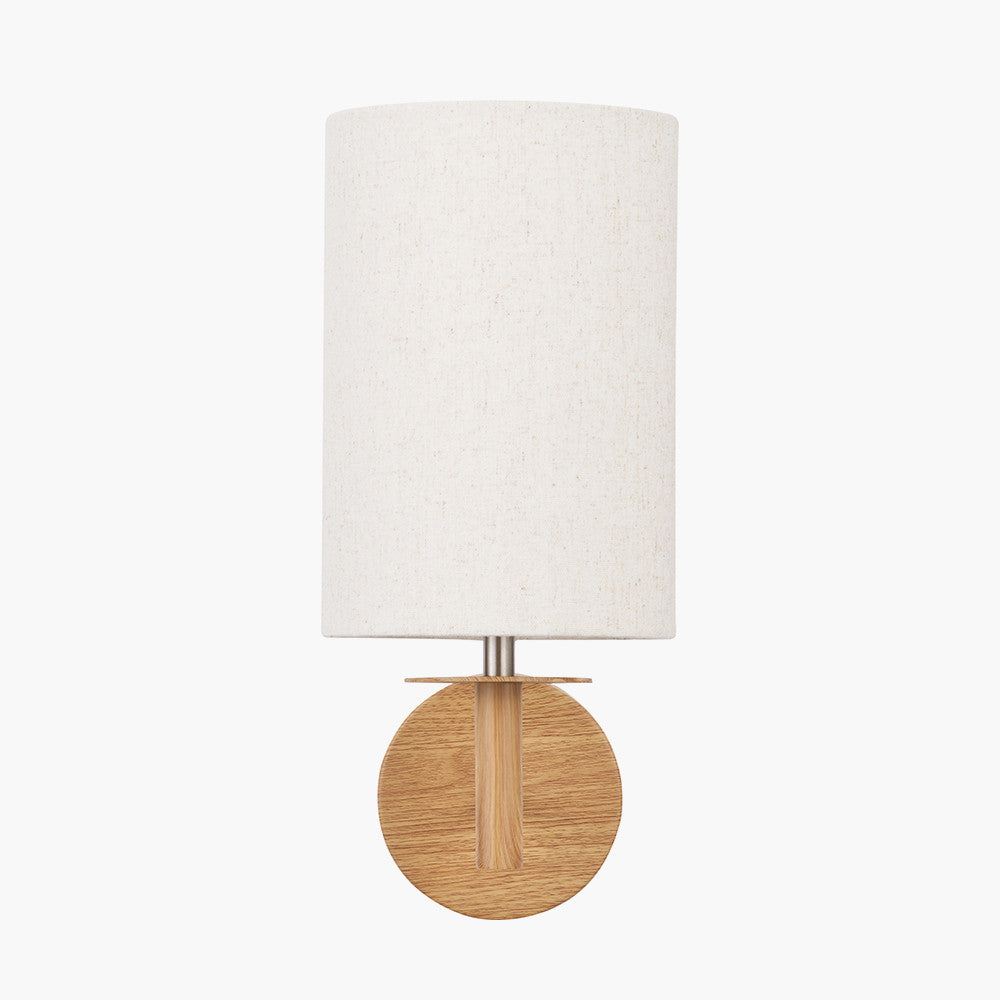 Bonham Natural Wood Veneer and Silver Metal Wall Light