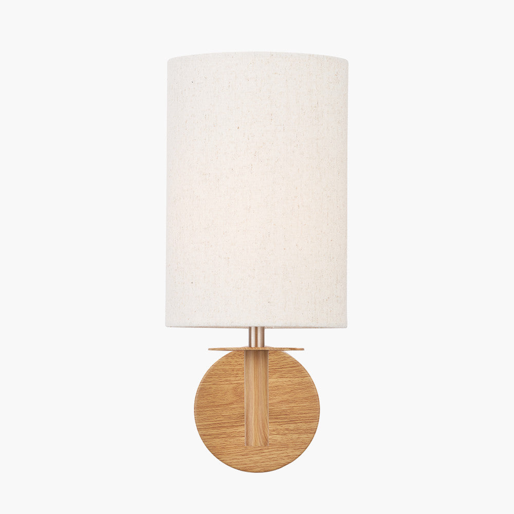 Bonham Natural Wood Veneer and Silver Metal Wall Light