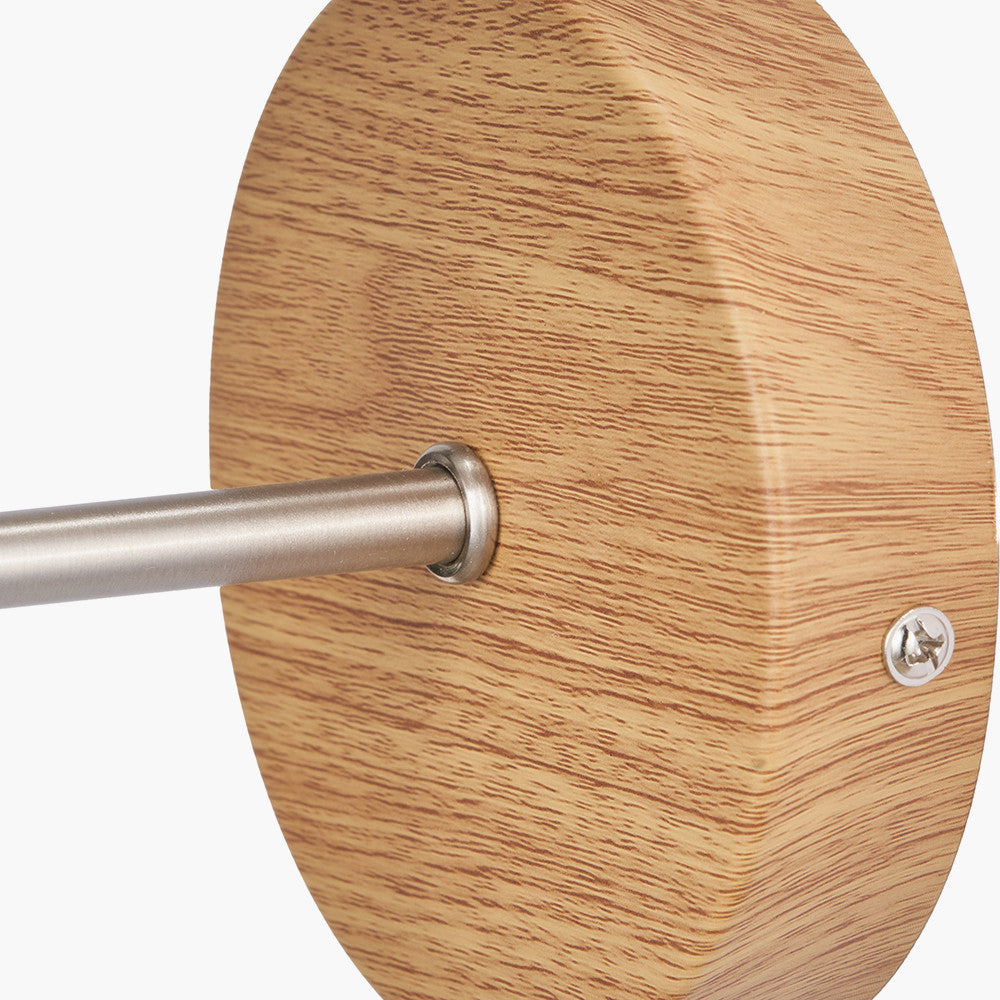 Bonham Natural Wood Veneer and Silver Metal Wall Light