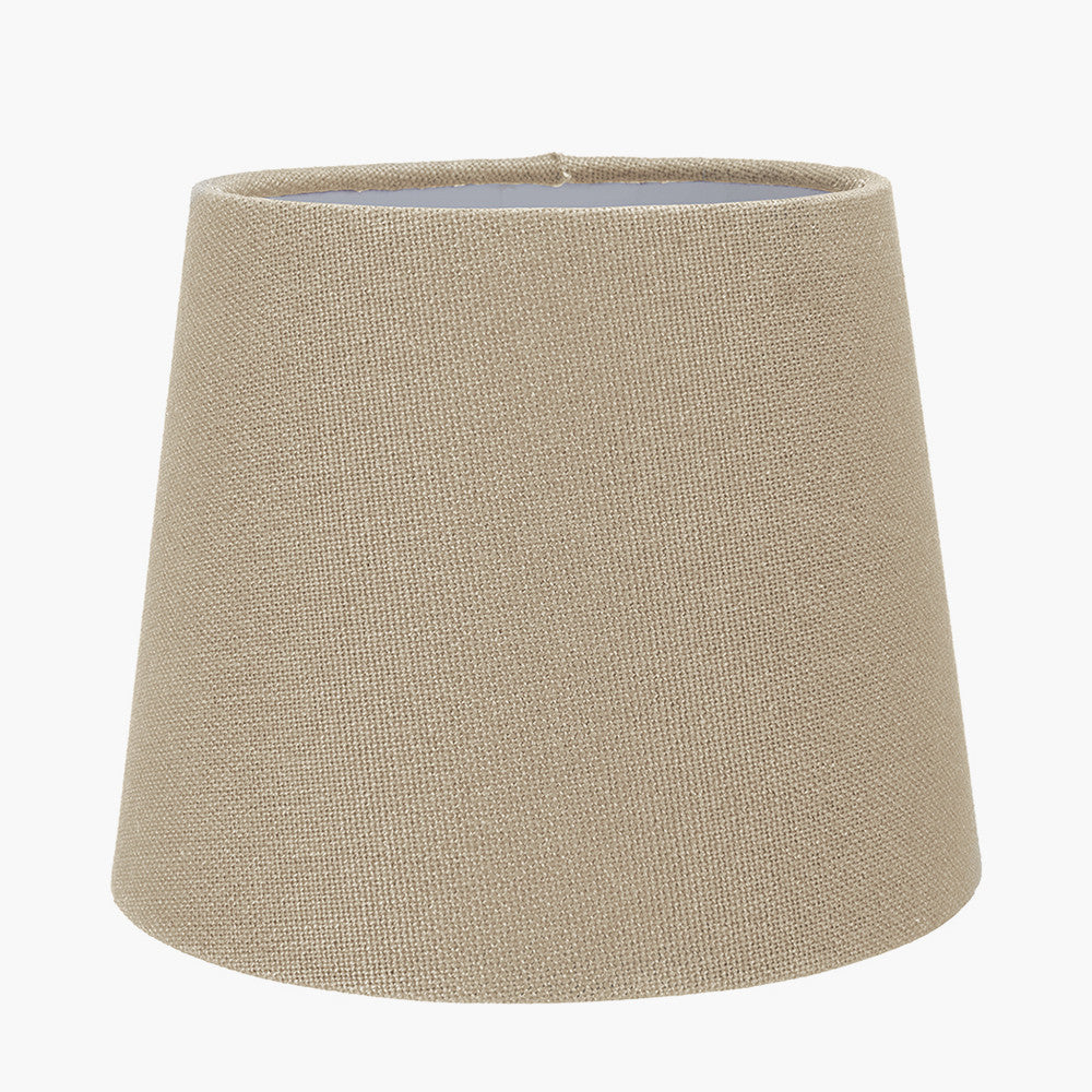 Salvatore Antique Silver Metal Double Wall Light with Pelham 15cm Taupe Handloom Tapered Candle Clip Lampshades