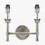 Salvatore Antique Silver Metal Double Wall Light with Pelham 15cm White Handloom Tapered Candle Clip Lampshades