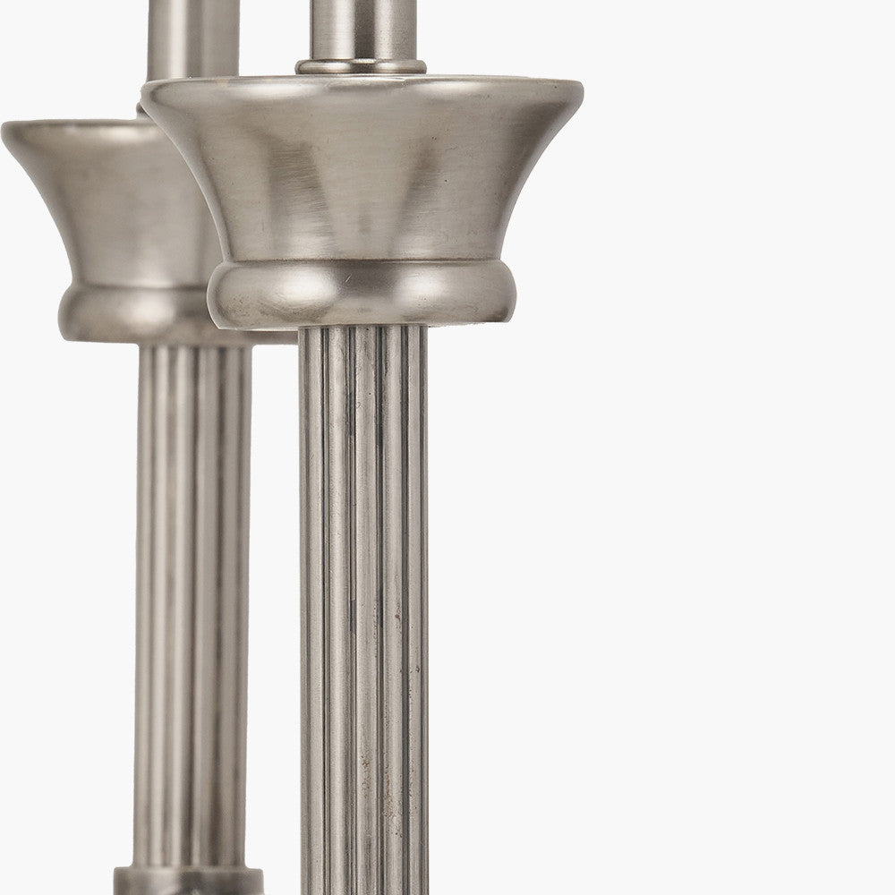 Salvatore Antique Silver Metal Double Wall Light with Pelham 15cm White Handloom Tapered Candle Clip Lampshades