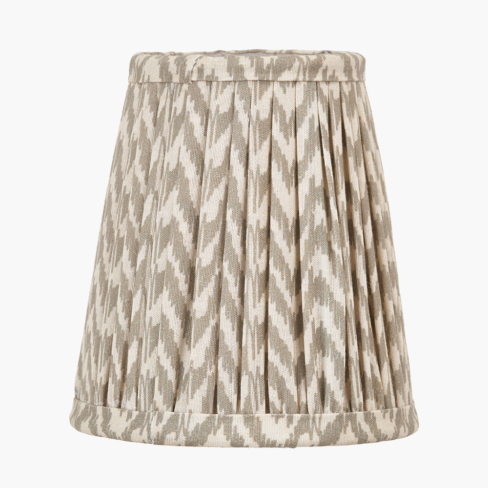 Salvatore Antique Silver Metal Double Wall Light with Vienna 14cm Taupe Chevron Tall Taper Mushroom Pleat Candle Clip Lampshade
