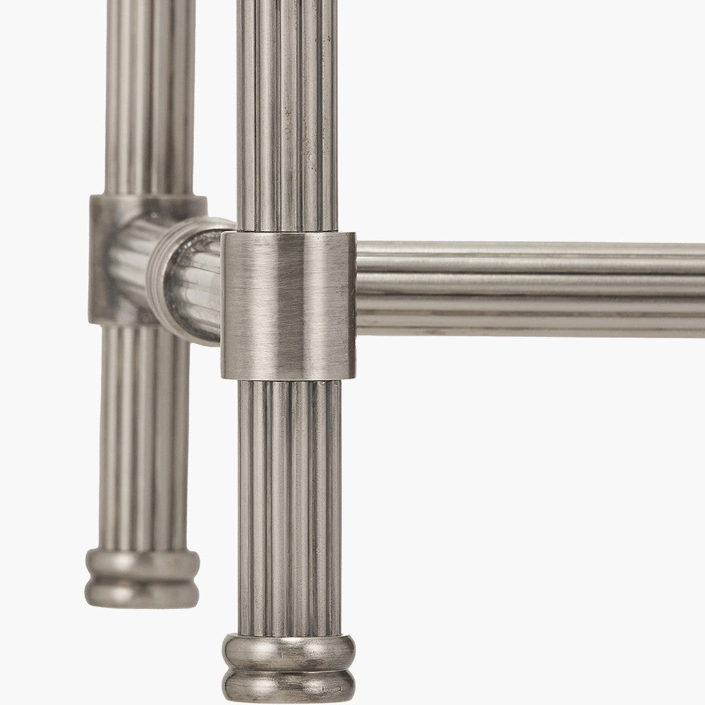 Salvatore Antique Silver Metal Double Wall Light with Thiago 16cm Cinnamon Stripe Mushroom Pleat Tapered Lampshade