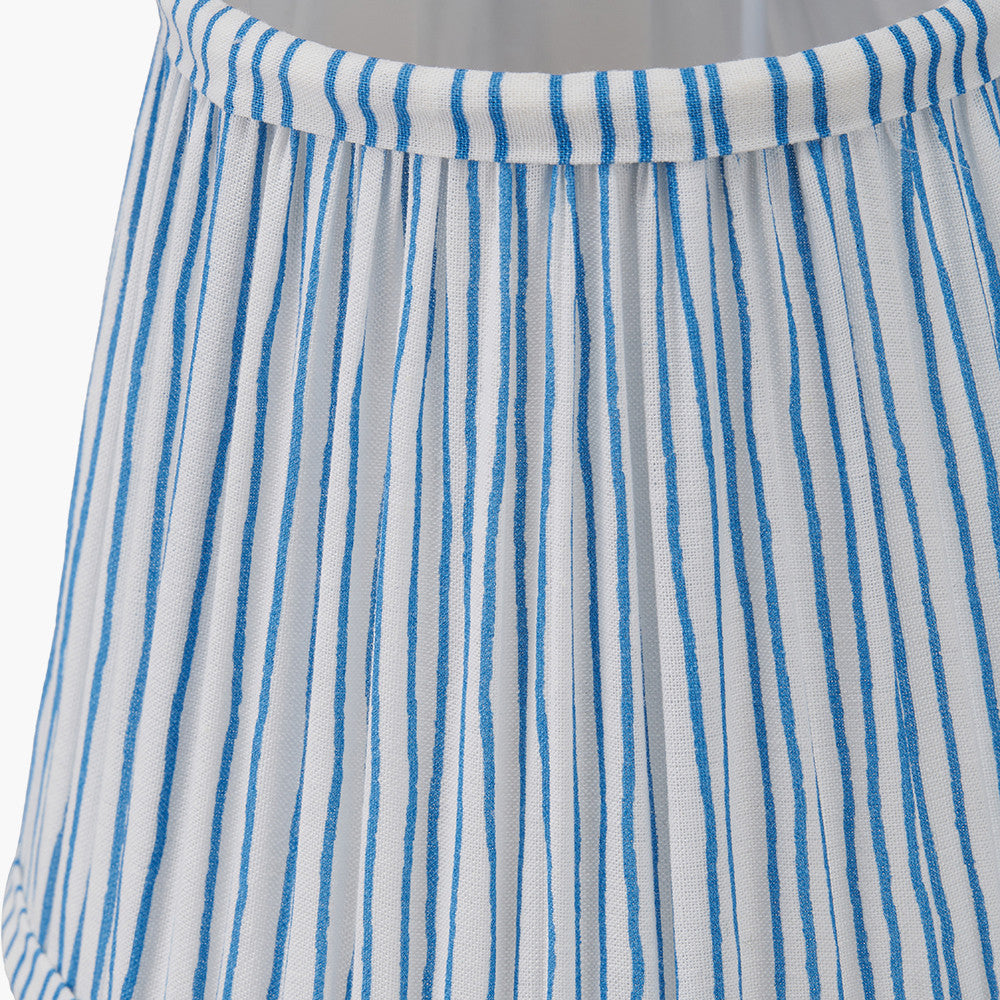 Salvatore Antique Silver Metal Double Wall Light with Thiago 16cm Ocean Blue Stripe Mushroom Pleat Tapered Lampshade
