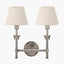 Salvatore Antique Silver Metal Double Wall Light with Seychelles 15cm Cream Slubby Cotton Empire Lampshade