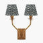 Tatiana Antique Brass Metal Double Wall Light with Vienna 16cm Black Chevron Mushroom Pleat Lampshade