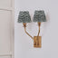 Tatiana Antique Brass Metal Double Wall Light with Vienna 16cm Black Chevron Mushroom Pleat Lampshade