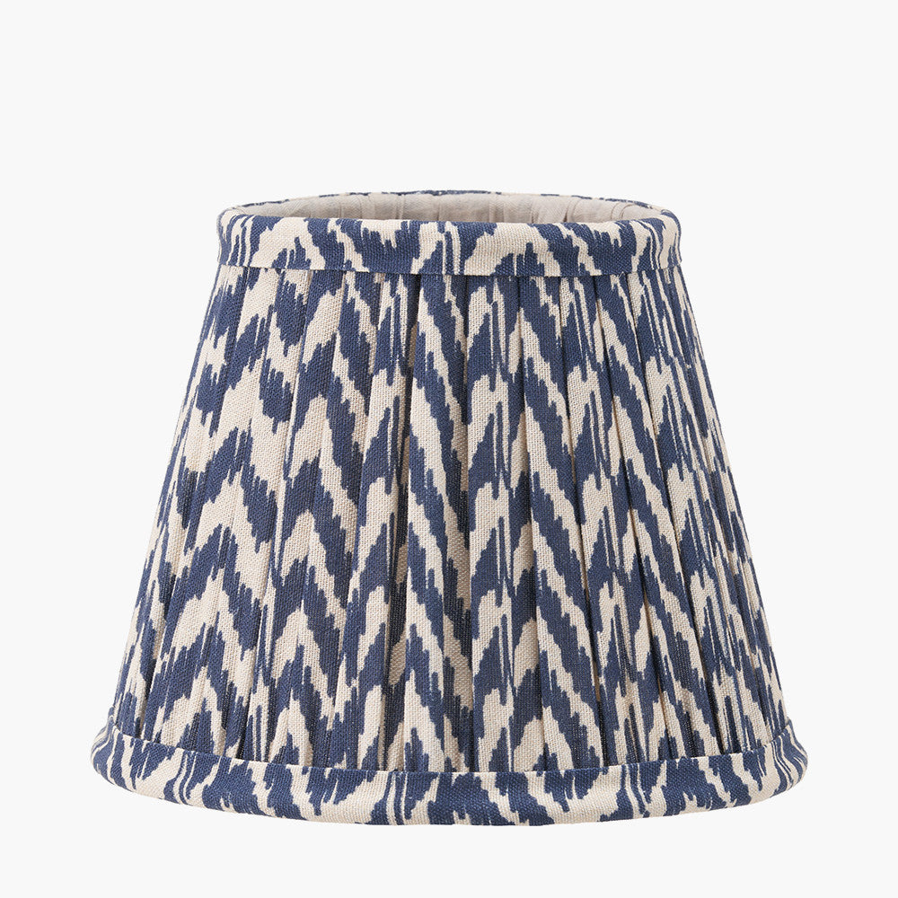 Tatiana Antique Brass Metal Double Wall Light with Vienna 16cm Blue Chevron Mushroom Pleat Lampshade