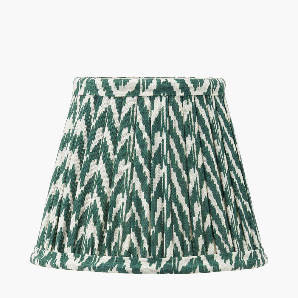 Tatiana Antique Brass Metal Double Wall Light with Vienna 16cm Forest Green Chevron Mushroom Pleat Lampshade