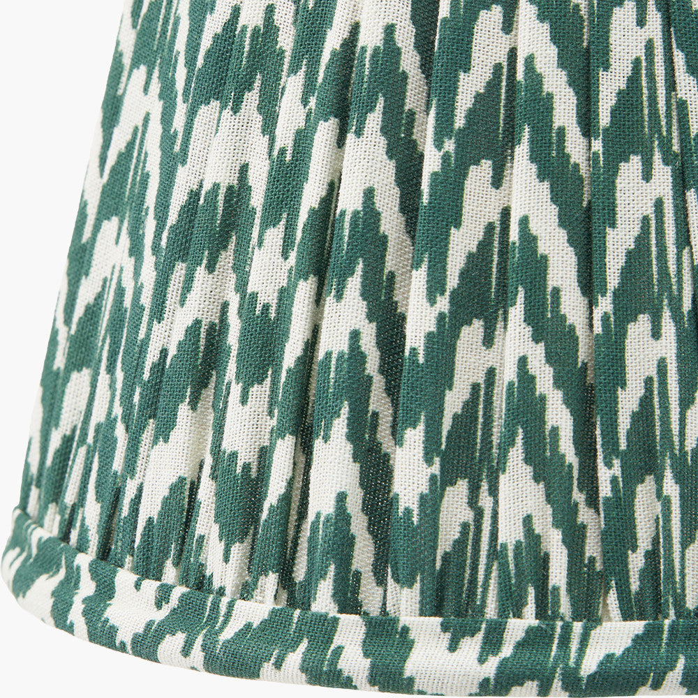 Tatiana Antique Brass Metal Double Wall Light with Vienna 16cm Forest Green Chevron Mushroom Pleat Lampshade