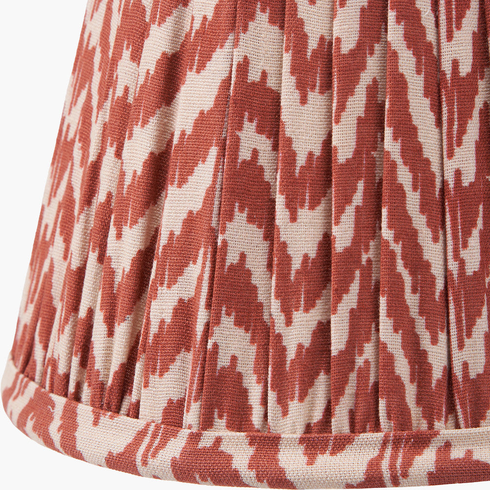 Tatiana Antique Brass Metal Double Wall Light with Vienna 16cm Red Chevron Mushroom Pleat Lampshade