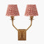 Tatiana Antique Brass Metal Double Wall Light with Vienna 16cm Red Chevron Mushroom Pleat Lampshade