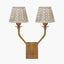 Tatiana Antique Brass Metal Double Wall Light with Vienna 16cm Taupe Chevron Mushroom Pleat Lampshade