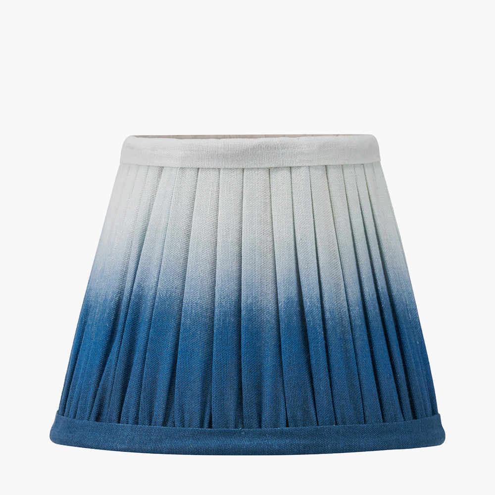 Tatiana Antique Brass Metal Double Wall Light with Scallop 16cm Blue Ombre Soft Pleated Tapered Lampshade