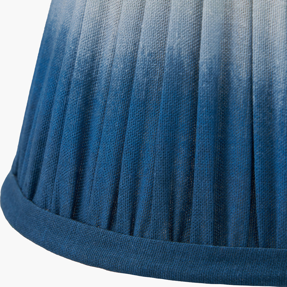 Tatiana Antique Brass Metal Double Wall Light with Scallop 16cm Blue Ombre Soft Pleated Tapered Lampshade