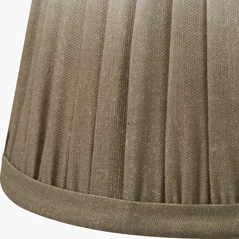 Tatiana Antique Brass Metal Double Wall Light with Scallop 16cm Taupe Ombre Soft Pleated Tapered Lampshade