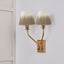Tatiana Antique Brass Metal Double Wall Light with Scallop 16cm Taupe Ombre Soft Pleated Tapered Lampshade