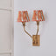 Tatiana Antique Brass Metal Double Wall Light with Izara 16cm Cinnamon Ikat Patterned Mushroom Pleat Tapered Lampshade