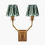 Tatiana Antique Brass Metal Double Wall Light with Izara 16cm Racing Green Ikat Patterned Mushroom Pleat Tapered Lampshade