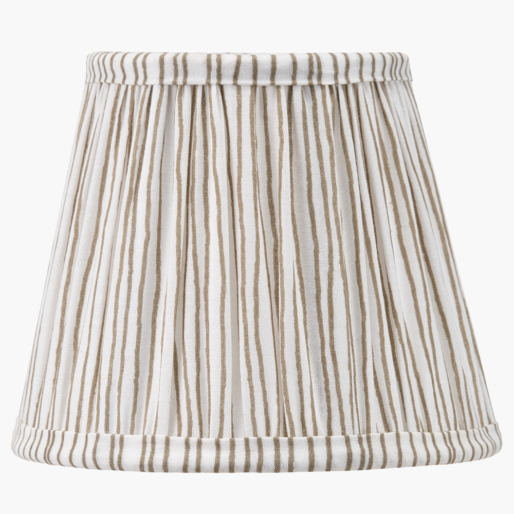Tatiana Antique Brass Metal Double Wall Light with Thiago 16cm Natural Stripe Mushroom Pleat Tapered Lampshade
