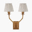 Tatiana Antique Brass Metal Double Wall Light with Thiago 16cm Natural Stripe Mushroom Pleat Tapered Lampshade