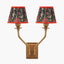 Tatiana Antique Brass Metal Double Wall Light with Floressa 16cm Red Floral Patterned Mushroom Pleat Tapered Lamp Shade