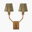 Tatiana Antique Brass Metal Double Wall Light with Malia 18cm Olive Mushroom Pleat Scalloped Tapered Lamp Shade
