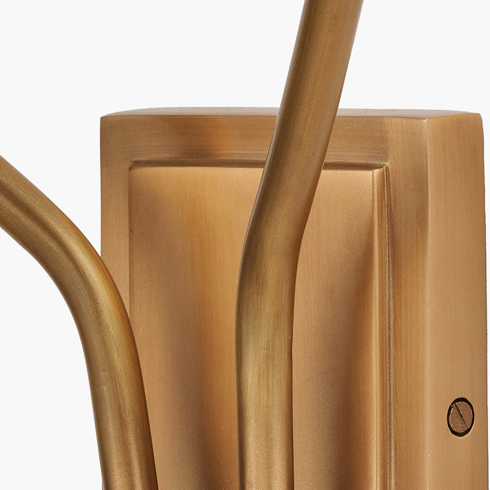 Tatiana Antique Brass Metal Double Wall Light with Garbo 15cm Cream Silk Mix Pinch Pleat Tapered Candle Clip Lampshades