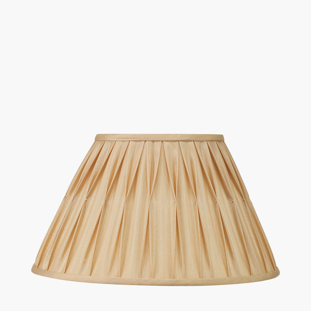 Tatiana Antique Brass Metal Double Wall Light with Garbo 15cm Gold Silk Mix Pinch Pleat Tapered Candle Clip Lampshades