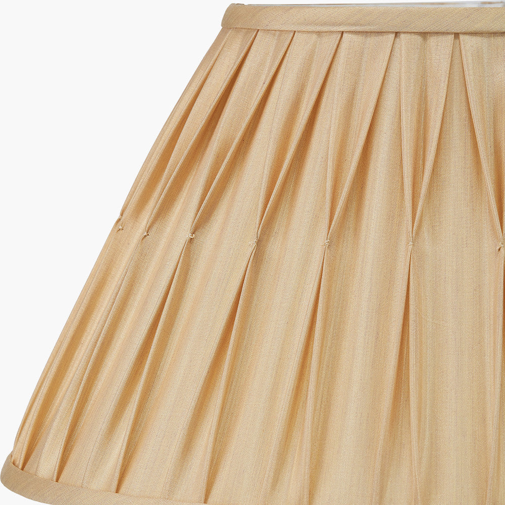 Tatiana Antique Brass Metal Double Wall Light with Garbo 15cm Gold Silk Mix Pinch Pleat Tapered Candle Clip Lampshades