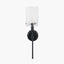 Clara Ribbed Glass Black Metal Cylinder Wall Light