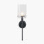 Clara Ribbed Glass Black Metal Cylinder Wall Light