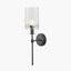 Clara Ribbed Glass Black Metal Cylinder Wall Light