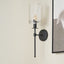 Clara Ribbed Glass Black Metal Cylinder Wall Light