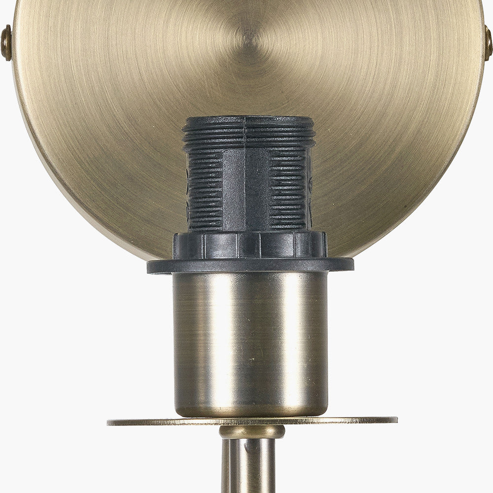 Seraphine Matt Antique Brass Metal and White Cotton Mix Scallop Half Shaded Wall Light