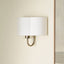 Seraphine Matt Antique Brass Metal and White Cotton Mix Scallop Half Shaded Wall Light